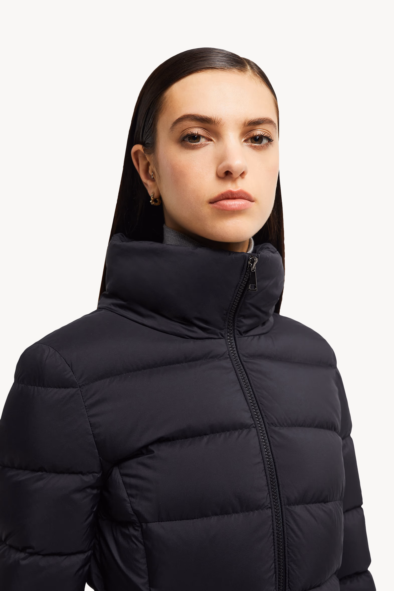 Gie Hooded Long Down Jacket Women Black Moncler 7